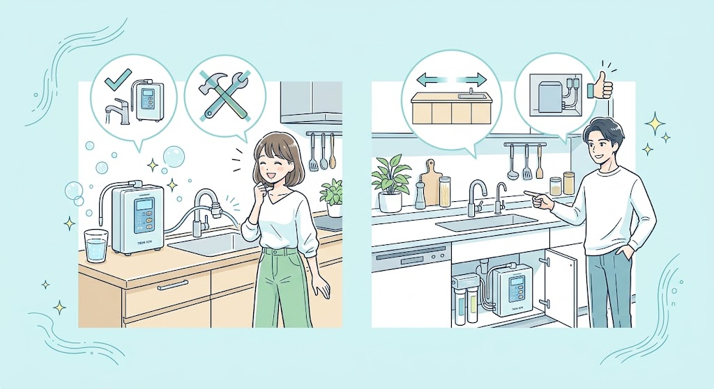 水素マニア:日本トリムの設置工事は必要?キッチンの主要設置タイプと特徴
