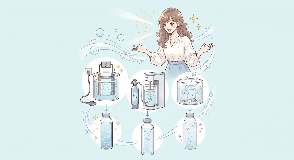 水素マニア:品質に大きな差が出る!水素水の代表的な生成方式と特徴