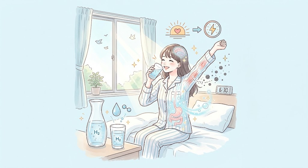 水素マニア:朝一番に「水素水」を飲むべき理由!身体の目覚めとデトックスの仕組み