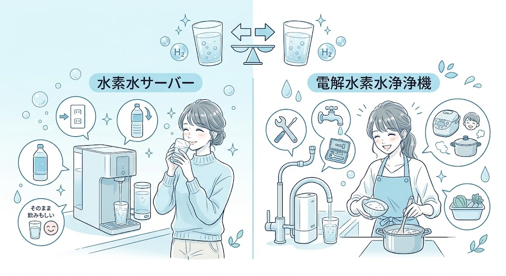 水素マニア:タイプ別に徹底比較!水素水サーバーと電解水素水整水器の違いと特徴