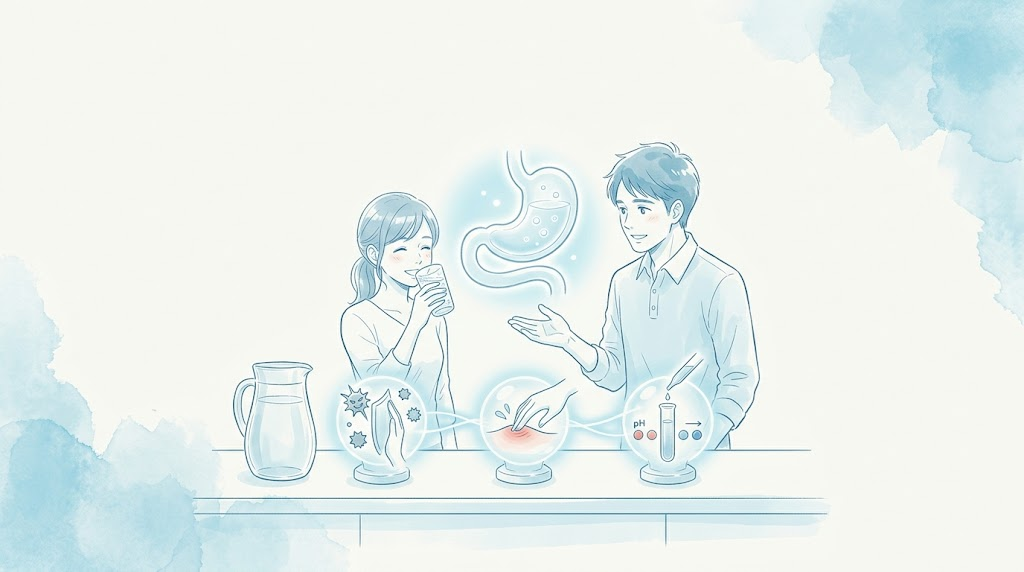 電解水素水が胃腸症状の改善に効果的な3つの科学的メカニズム
